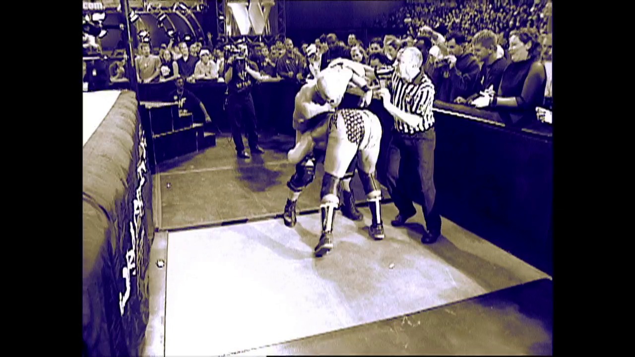 A frame from WWE SmackDown (October 11, 2001) at 1:02.